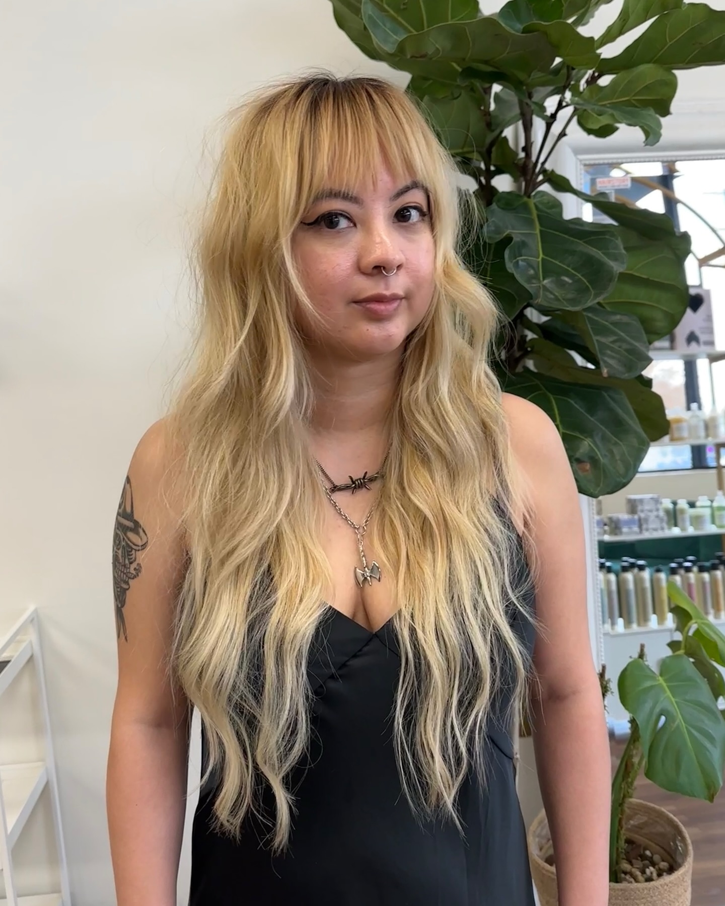 Sunlit Golden Ombre Waves with Front Bangs