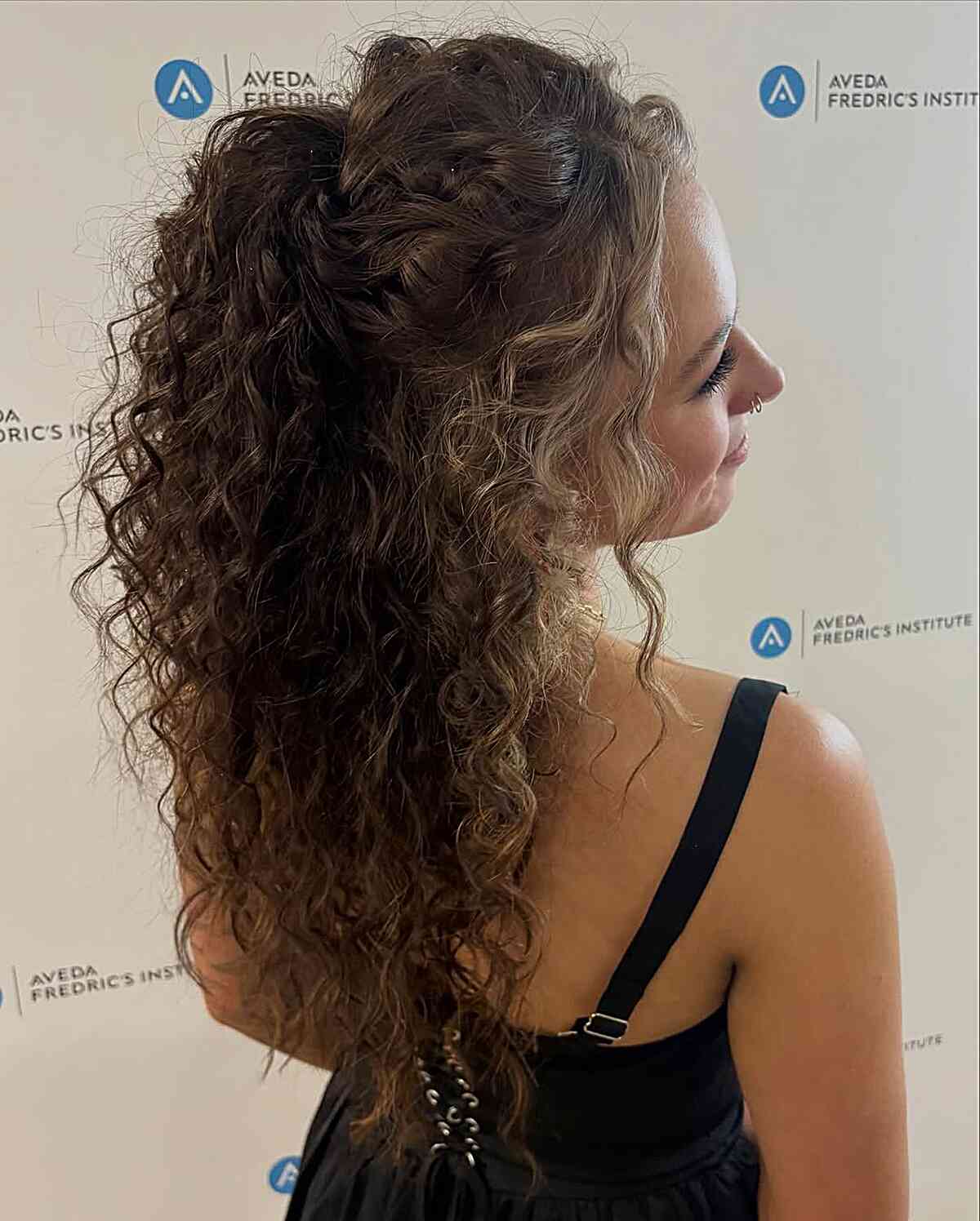 Textured Curly Half-Up Style