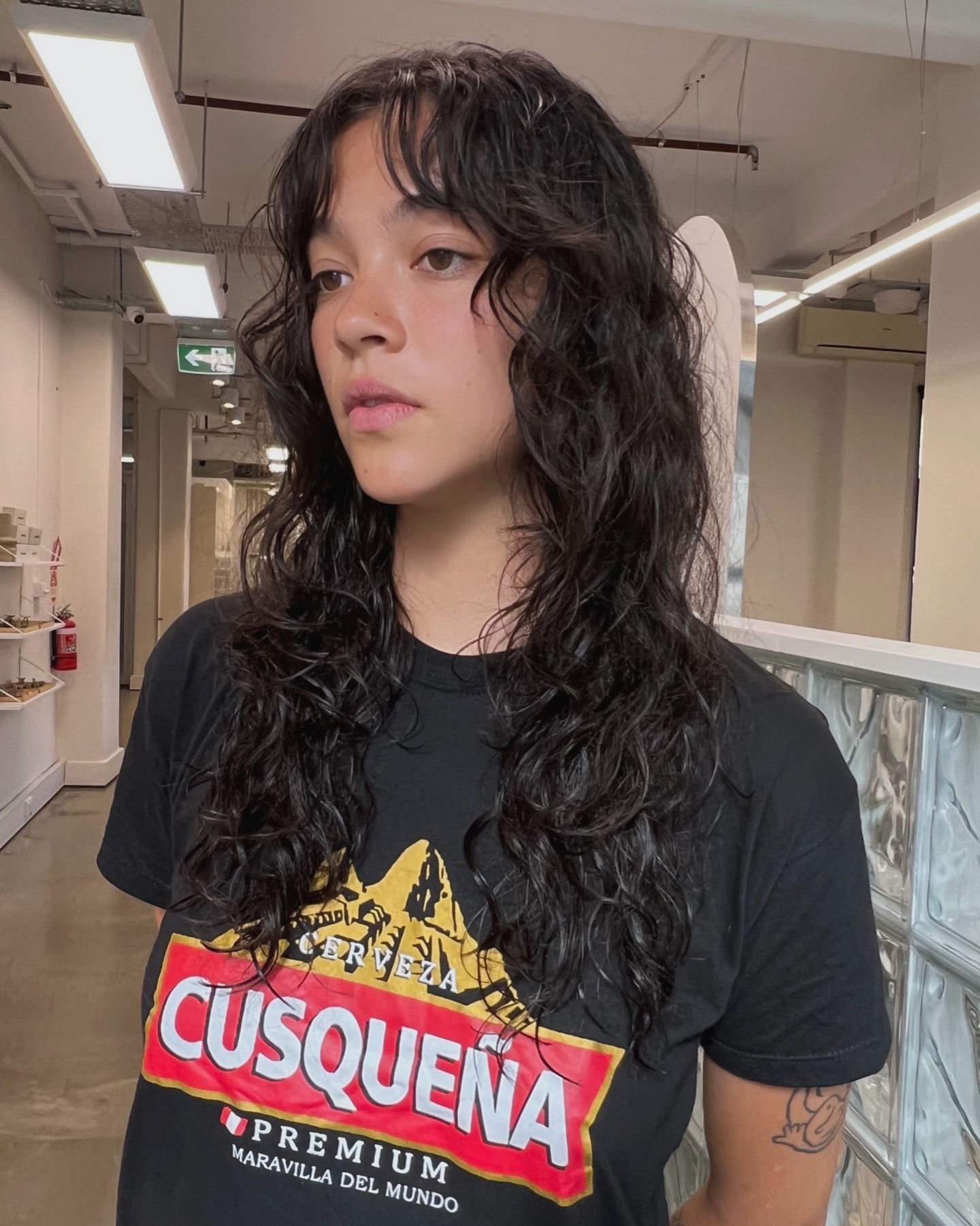 Textured Long Waves with Curtain Bangs