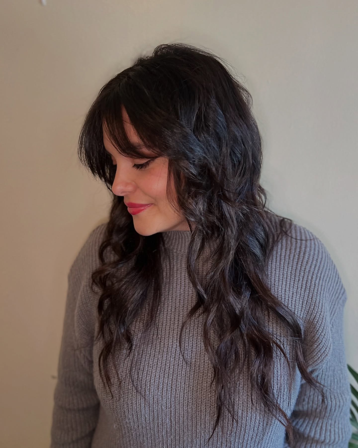 Textured Long Wolf Cut with Soft Beachy Waves