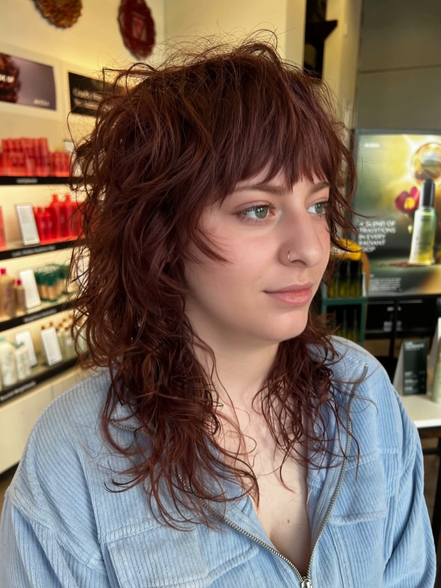 Textured Mid-Length Shag with Defined Curls
