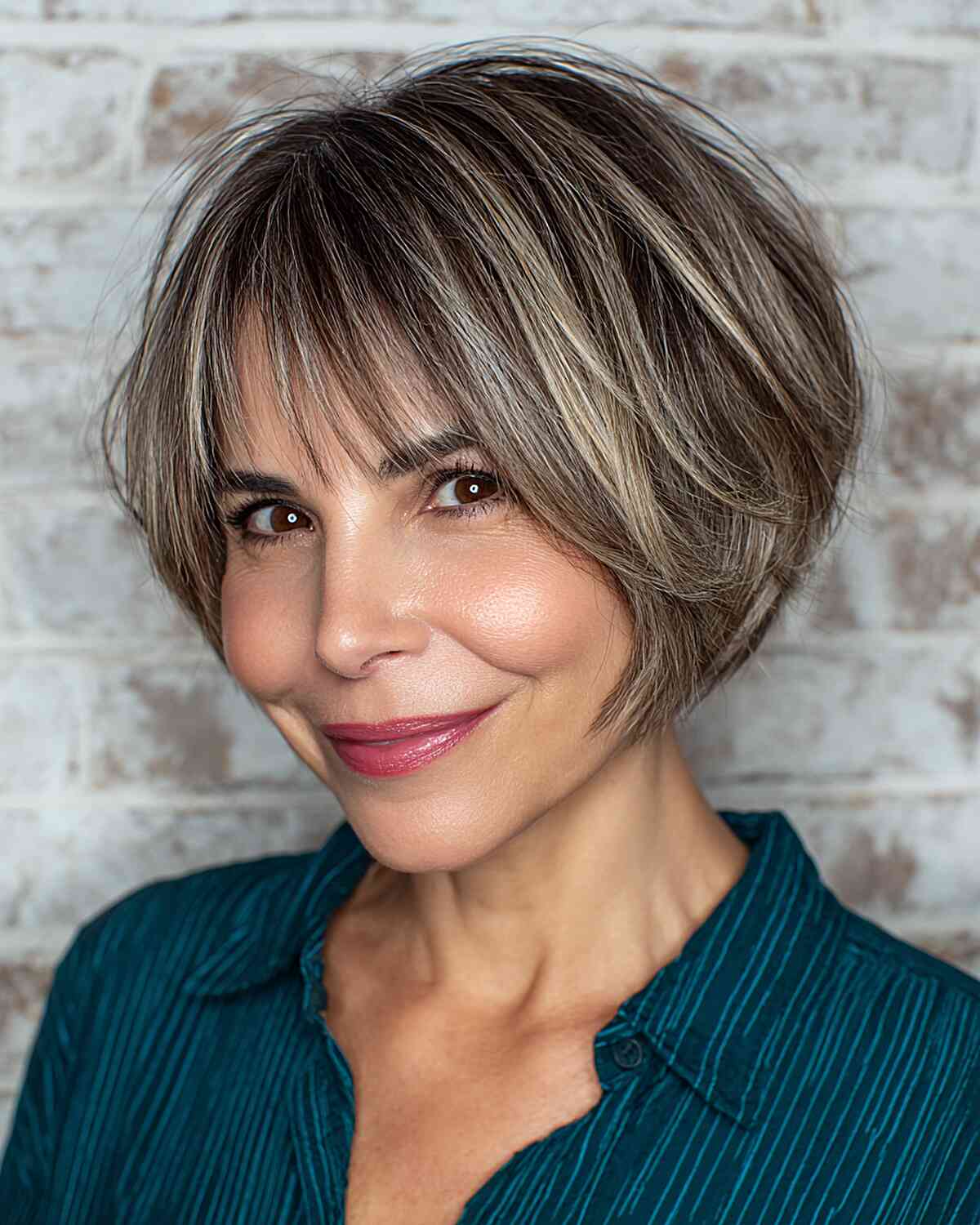 Textured Short Bob with Bangs