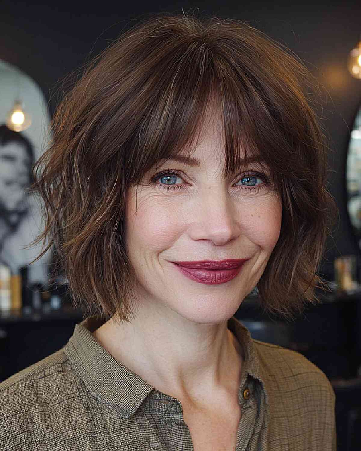 Textured Short Shag with Bangs
