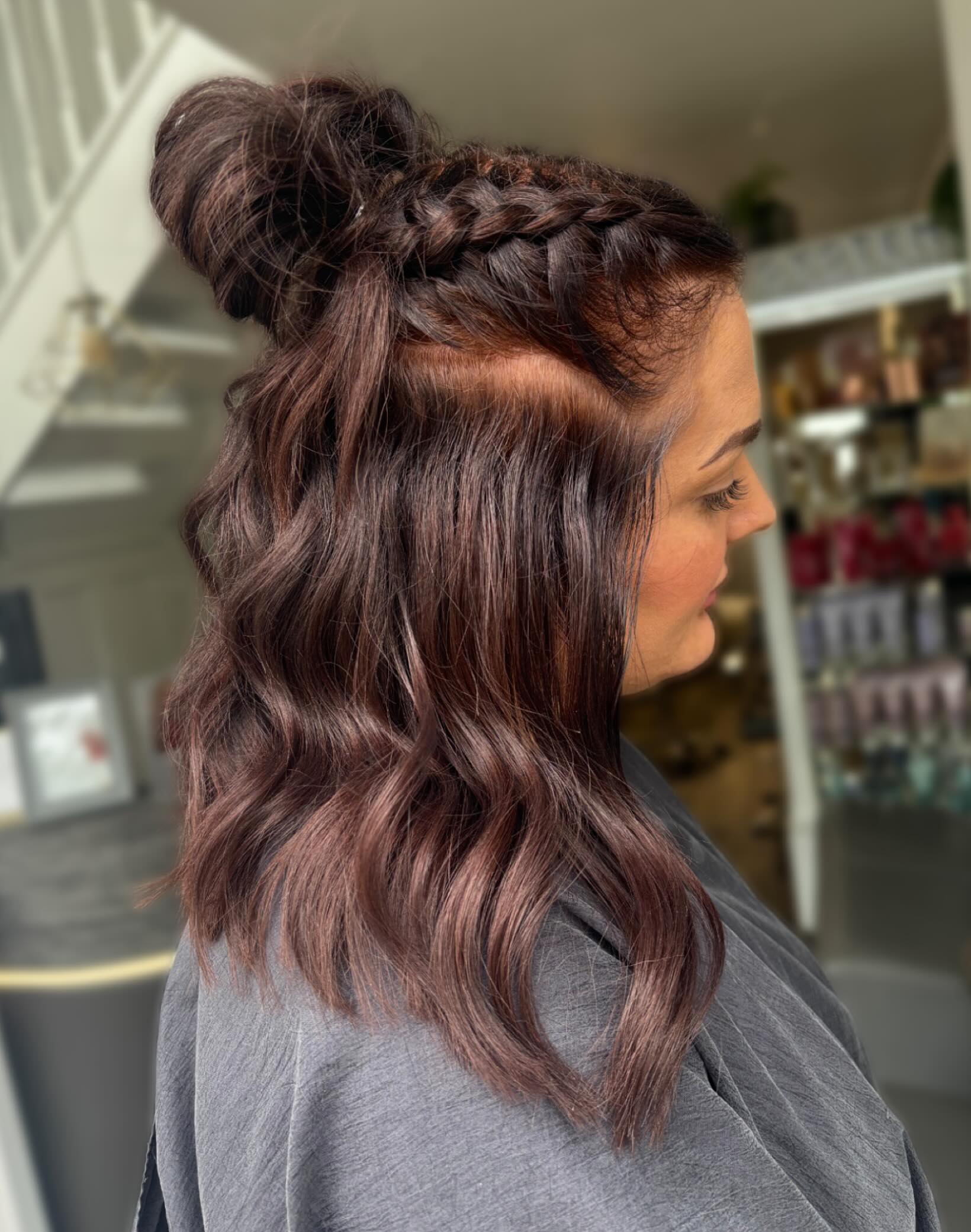 Textured Side Braid with Soft Waves