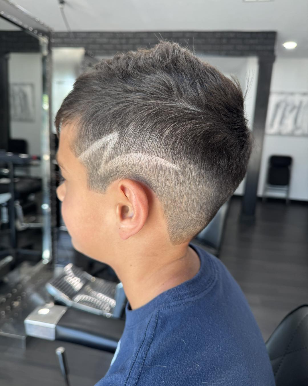 Trendy Short Mohawk with Designed Fade