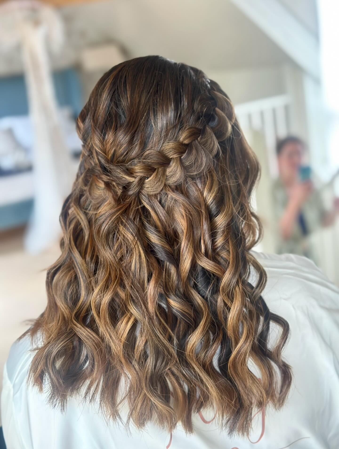 Twisted Half-Up Crown with Sunkissed Chocolate Waves