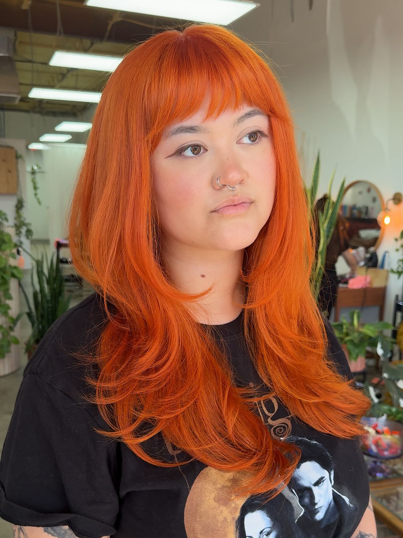 Vibrant Tangerine Waves with Soft Fringe