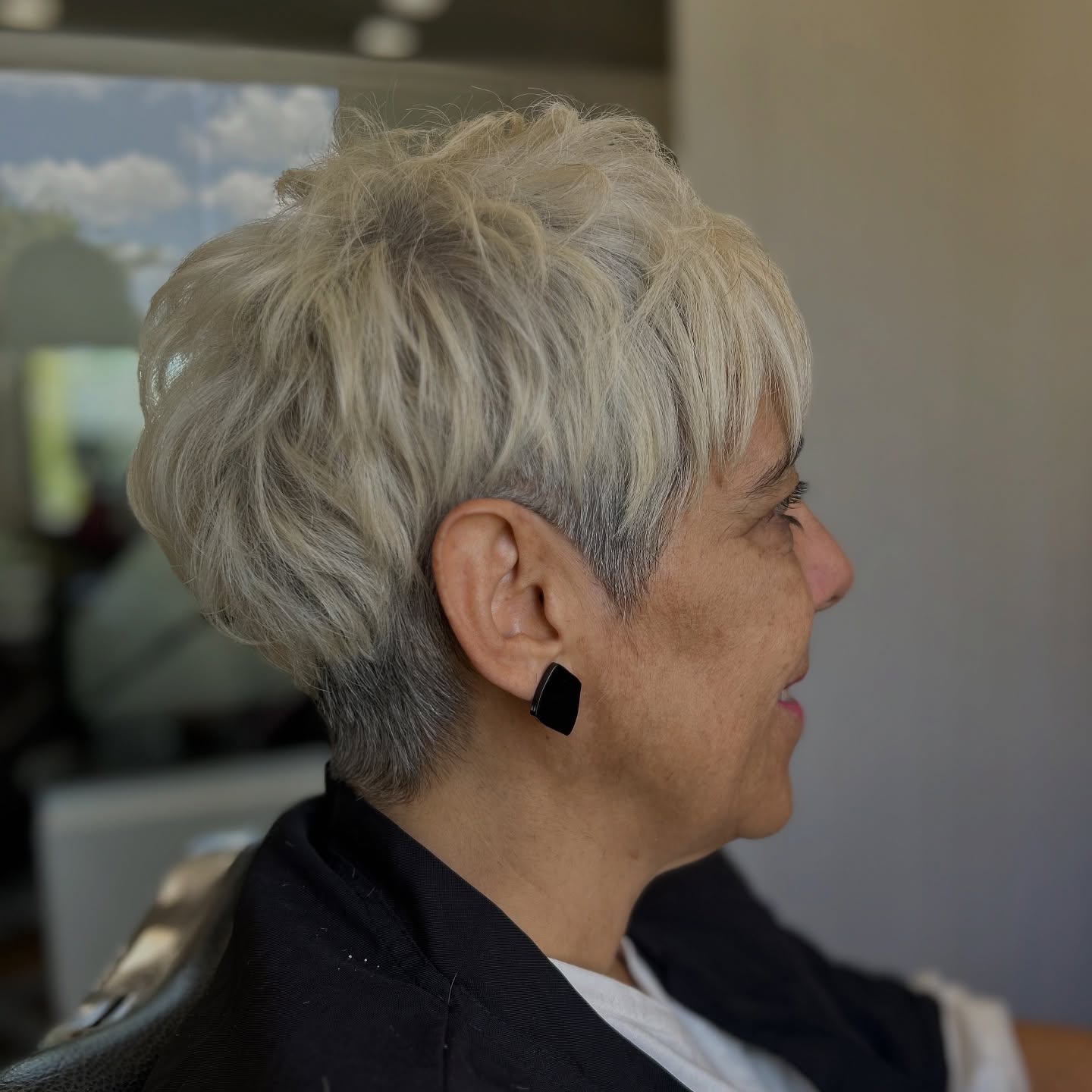 Voluminous Silver Pixie with Textured Waves