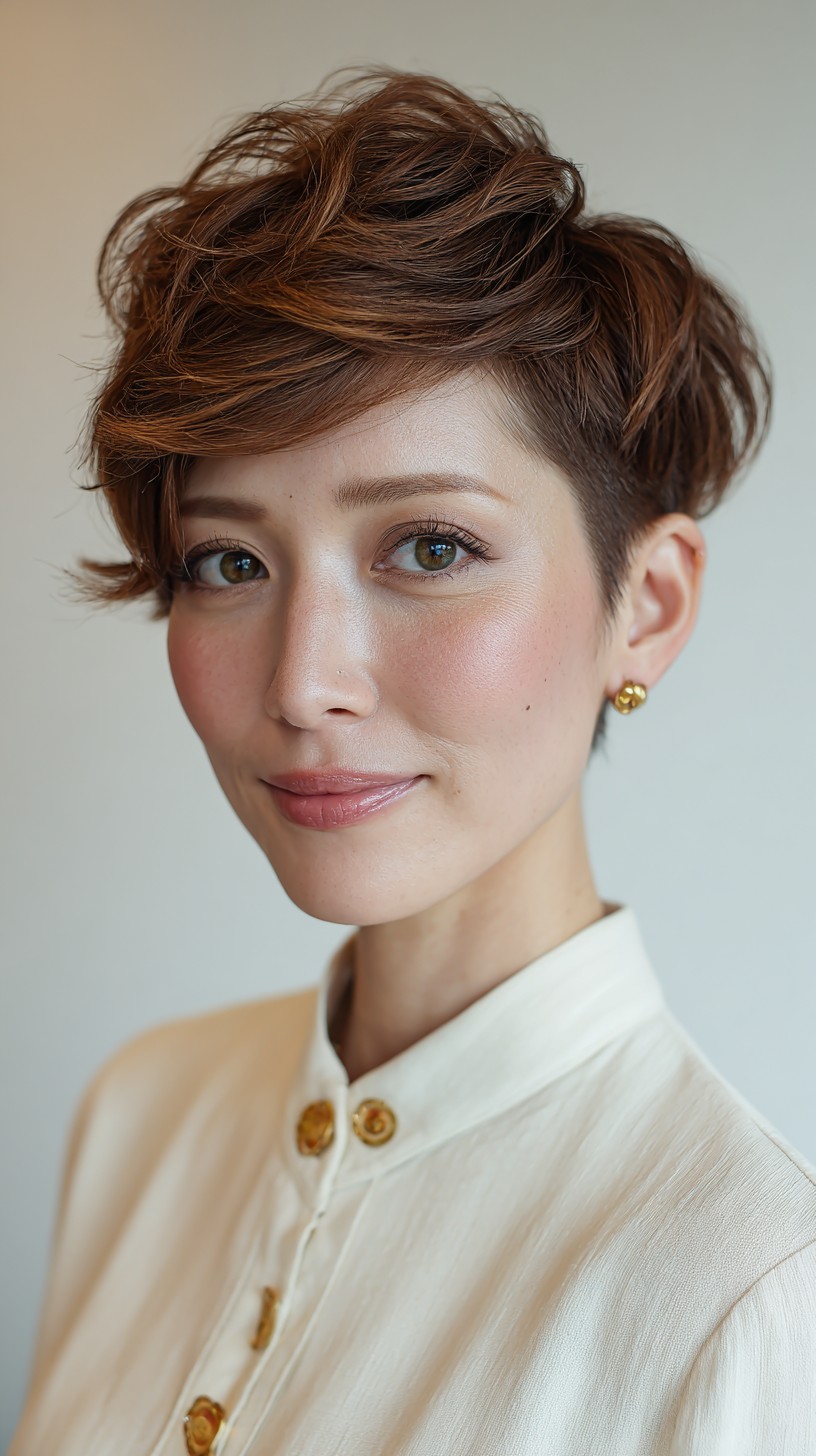 Burnished Copper Textured Pixie with Volume