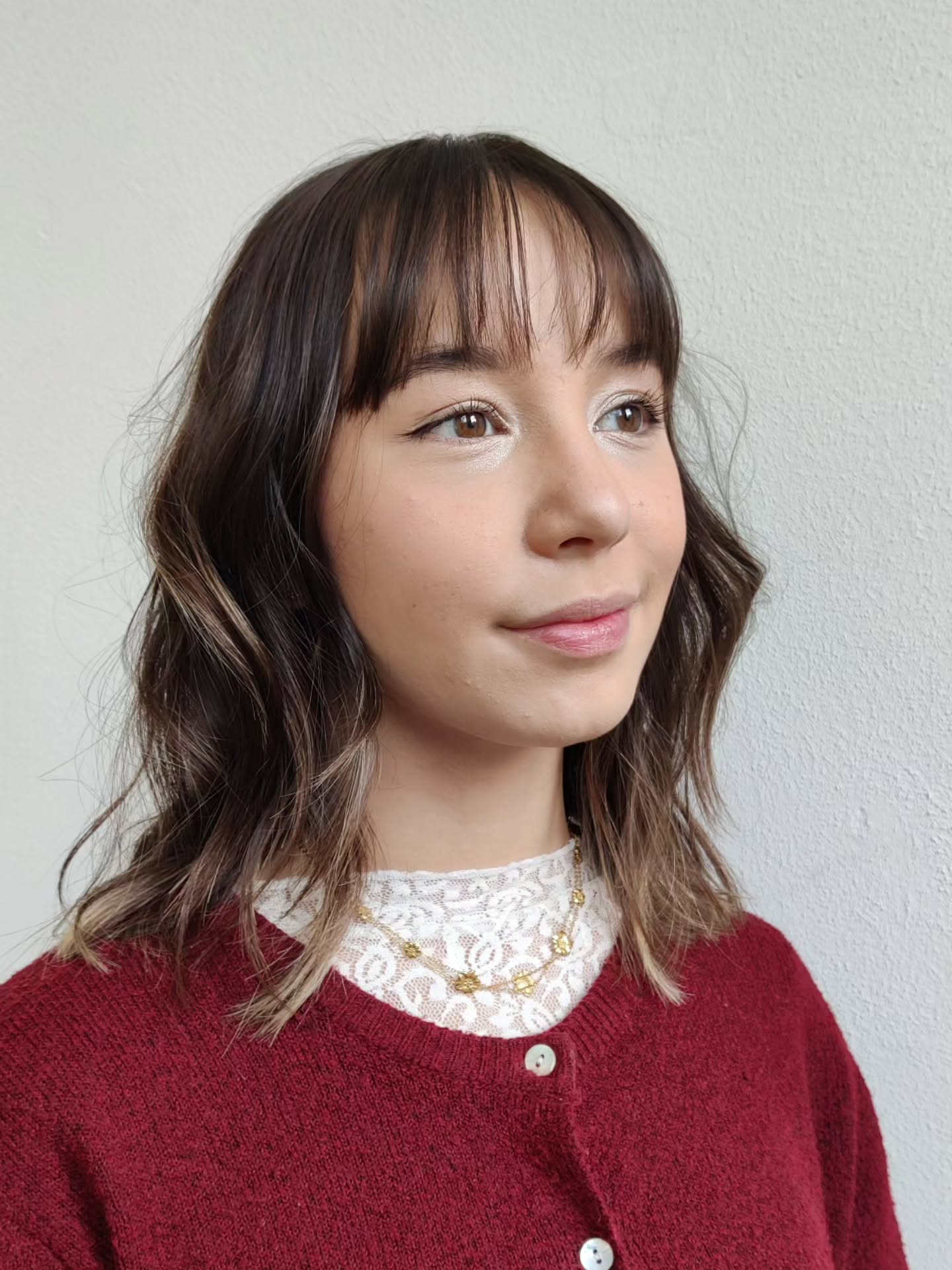 Chestnut Waves with Soft Bangs