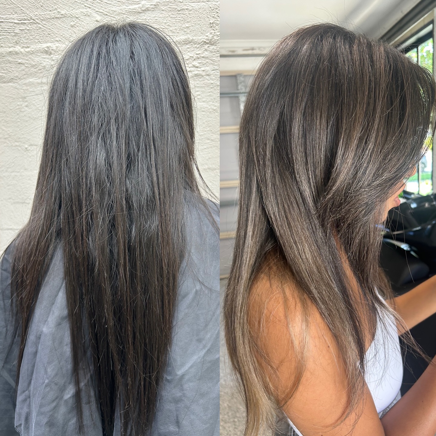 Chic Dark Brown Layered Cut with Subtle Highlights