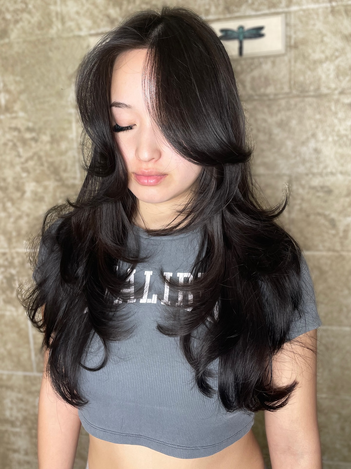 Glossy Midnight Black Waves with Soft Layers
