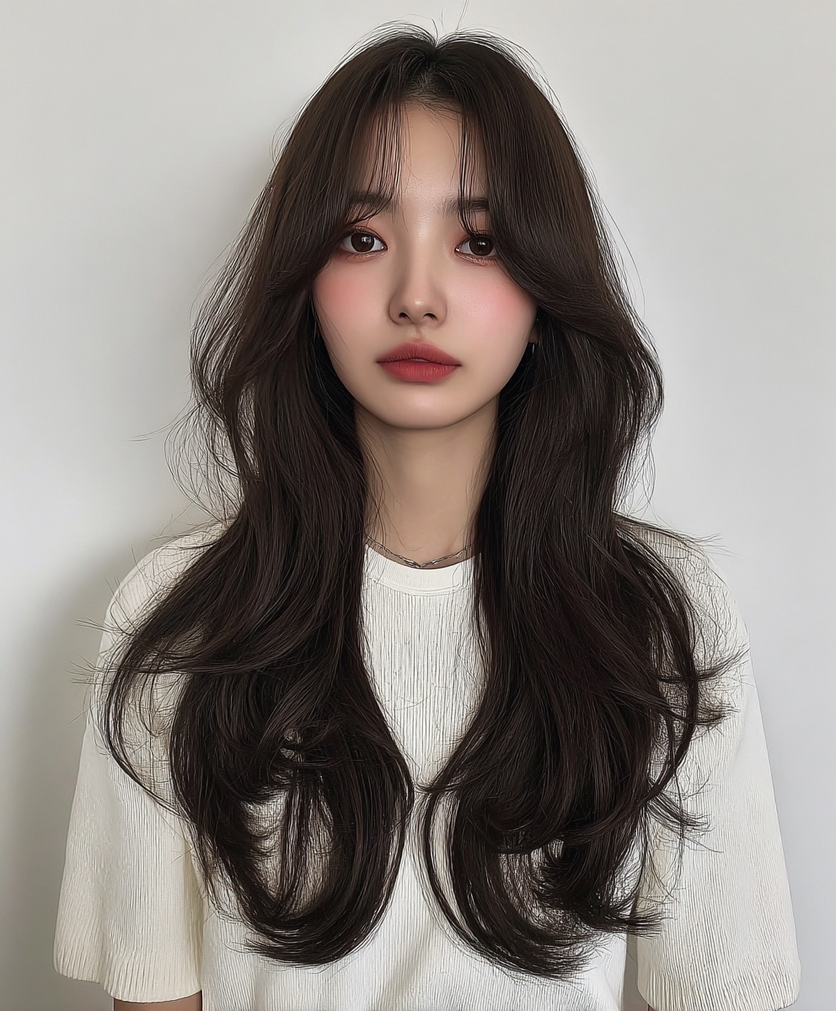 Lustrous Chestnut Tresses with Soft Front Layers