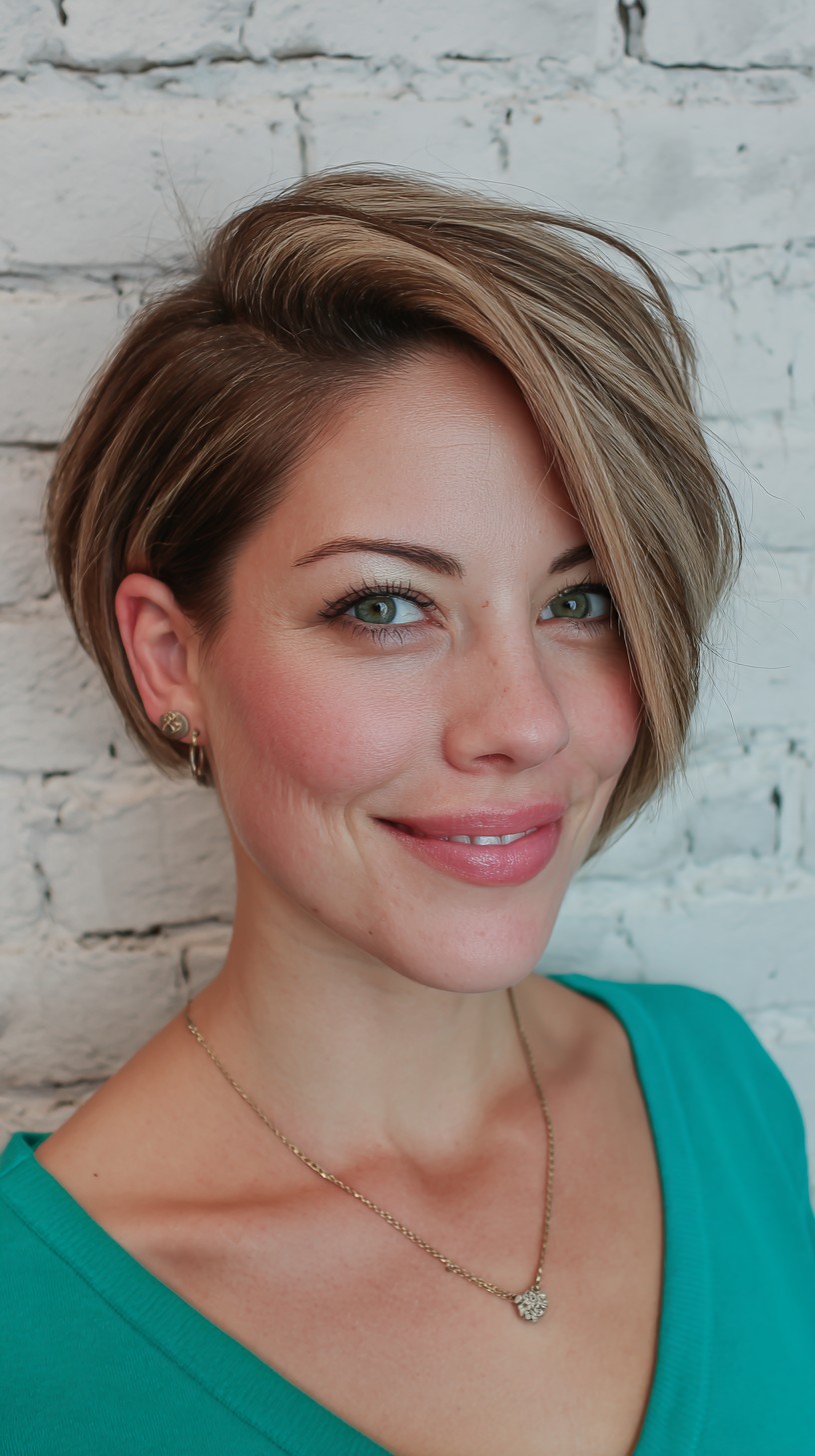 Playful Blonde Bob with Side-Swept Bangs