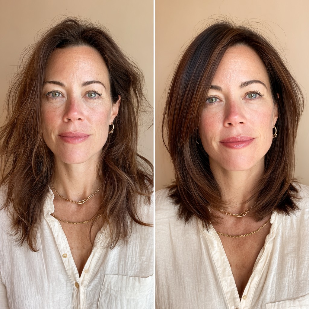 Polished Brunette Transformation with Layered Ends