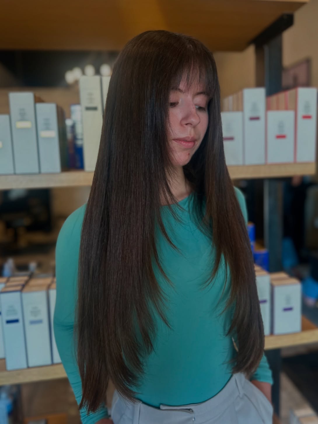 Sleek Long Hair with Soft Fringe