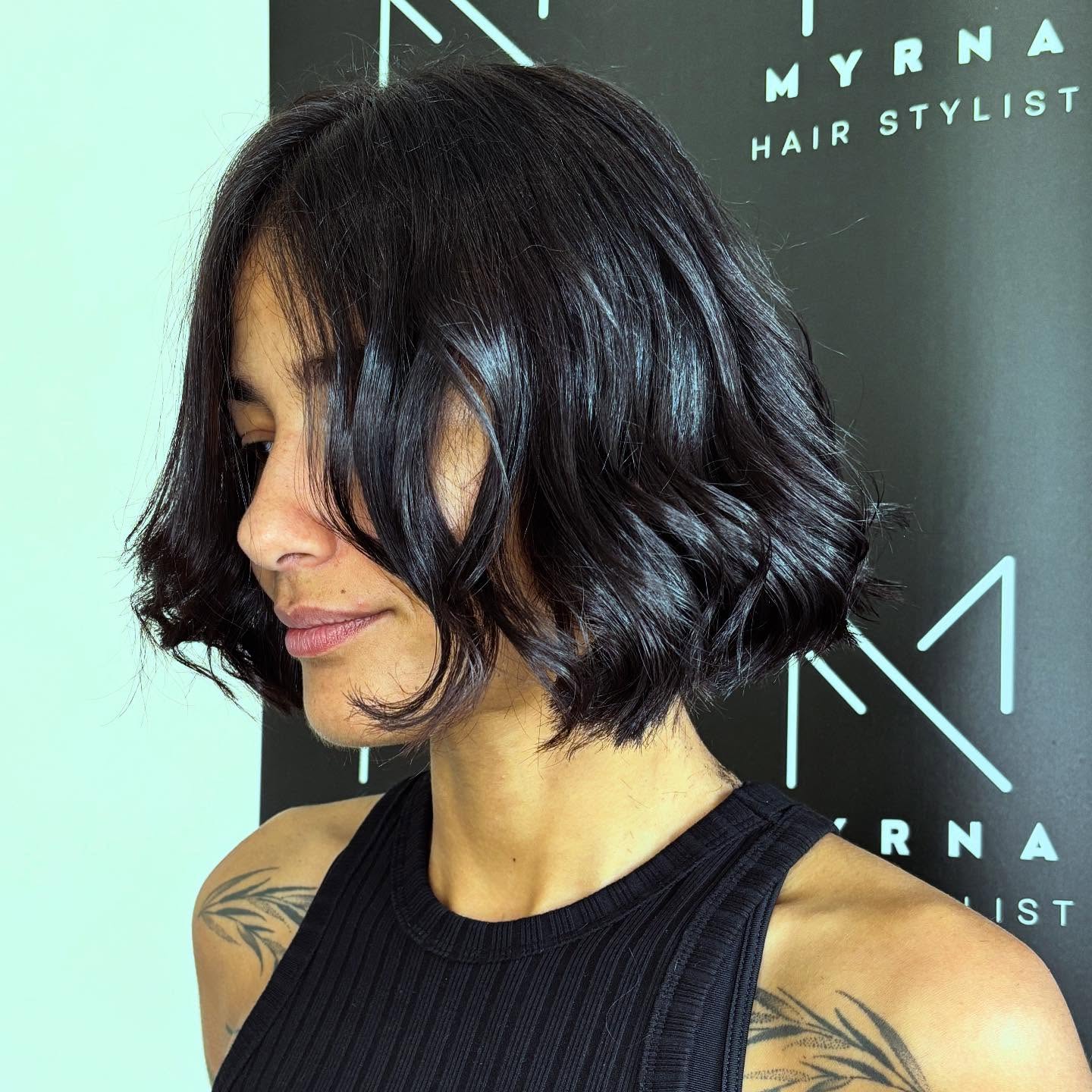 Sleek Onyx Bob with Subtle Waves