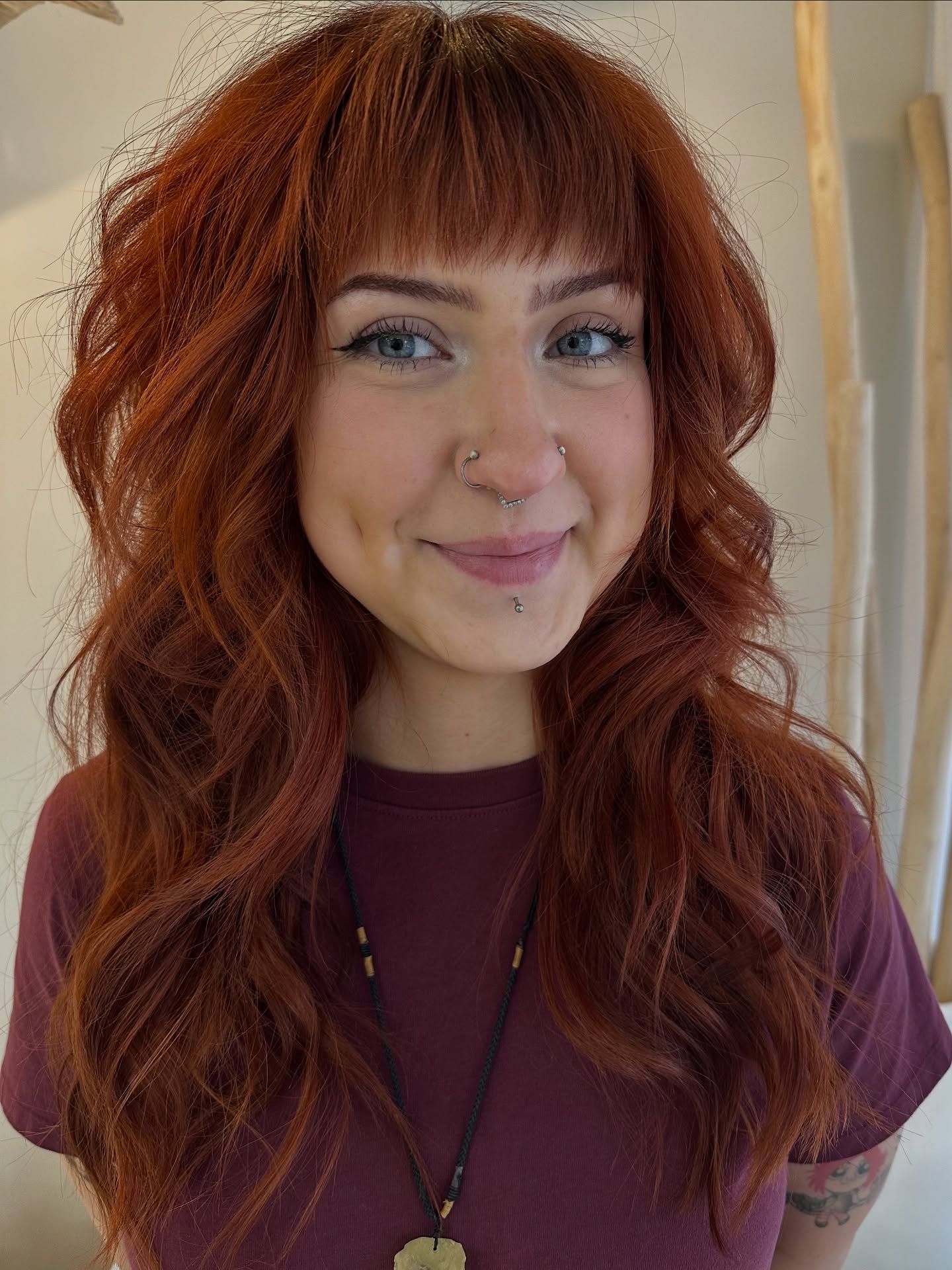 Textured Copper Waves with Short Fringe