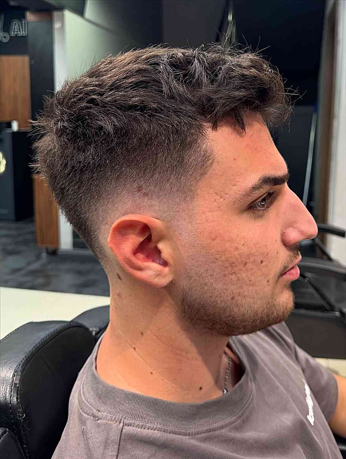 Textured Low Fade with Defined Top