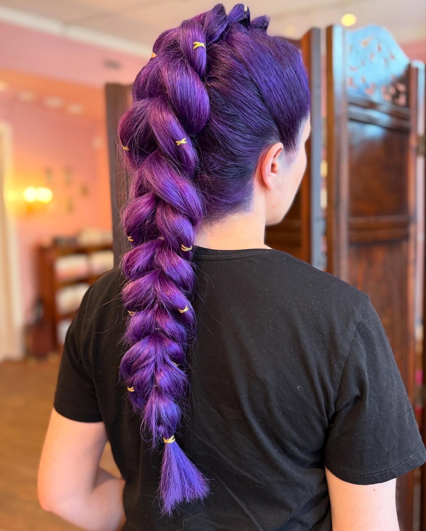 Vivid Purple Chunky Braid with Golden Accents