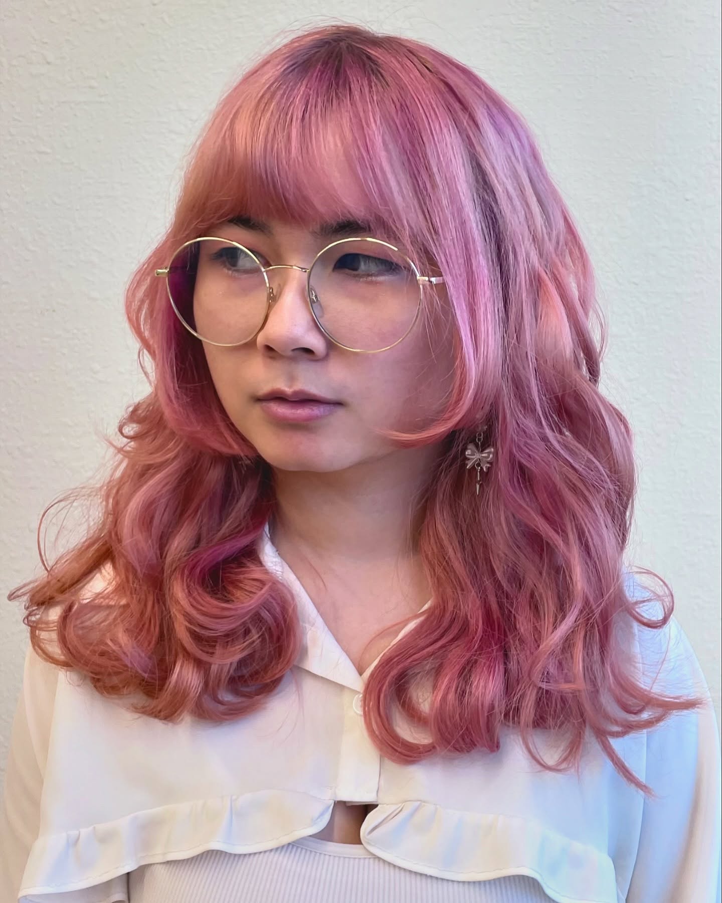Whimsical Pastel Pink Waves with Soft Fringe