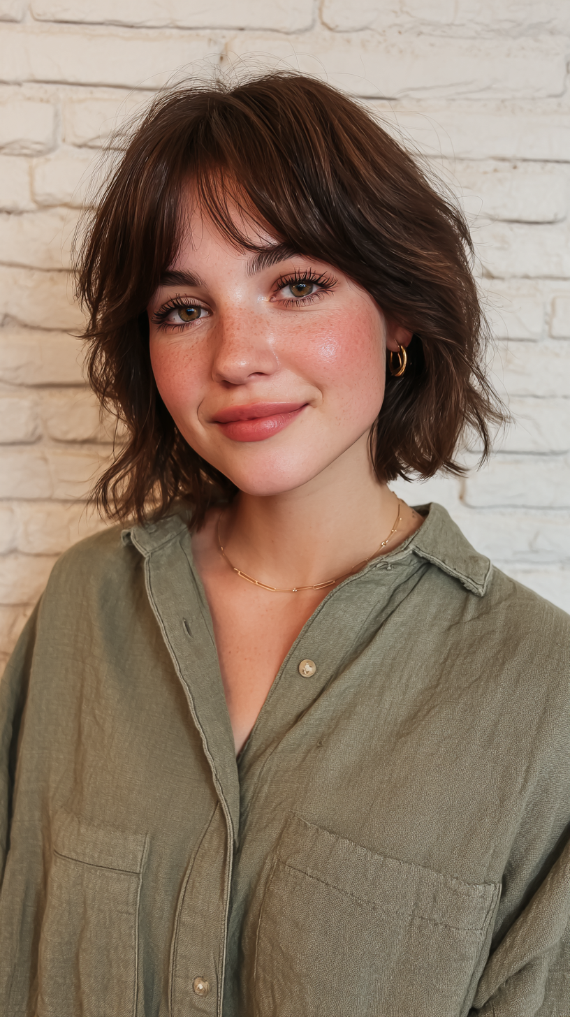 Chic Layered Textured Bob with Wispy Bangs
