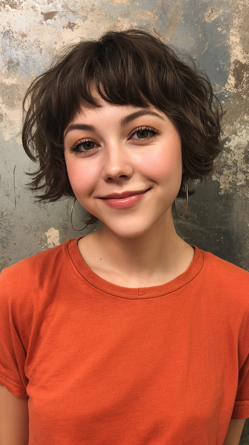 Chic Short Wolfcut with Textured Fringe