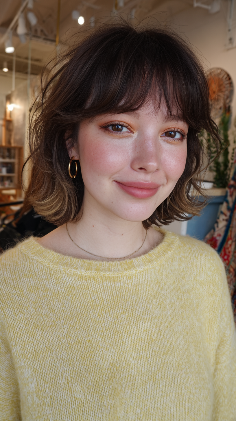 Chic Soft Textured Wolfcut with Subtle Highlights