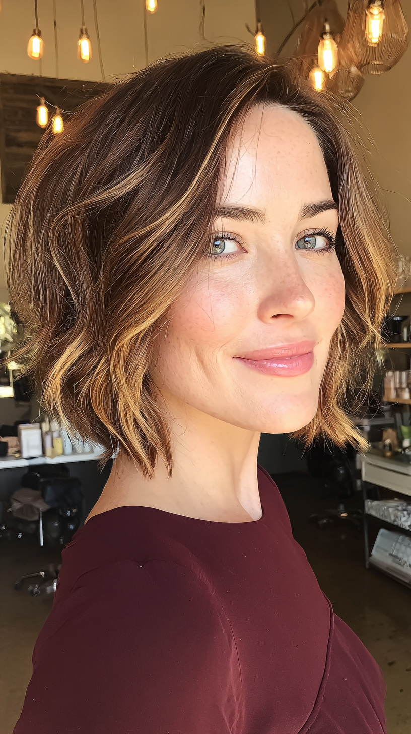 Chic Textured Short Bob with Subtle Highlights