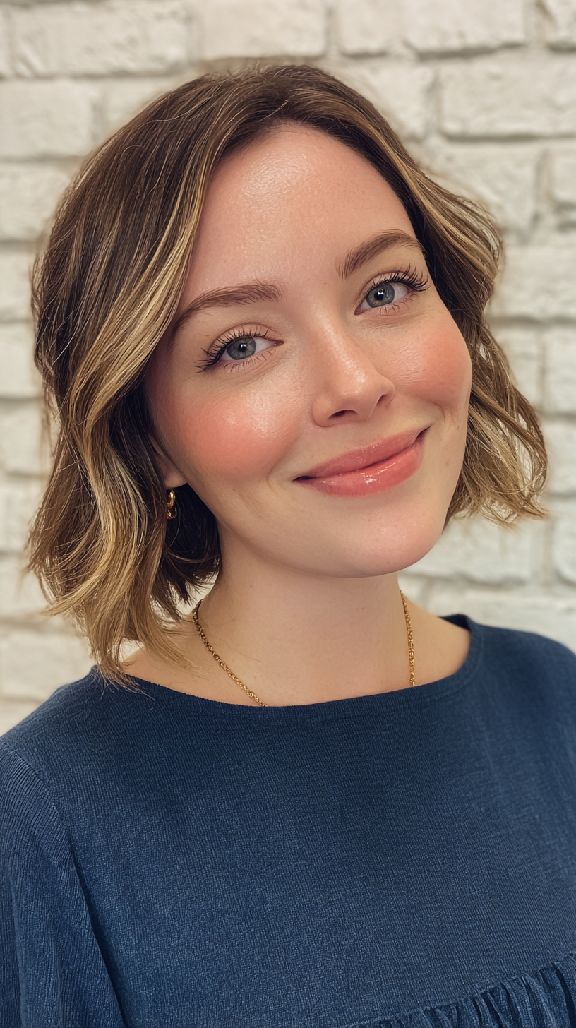 Chic Textured Wavy Bob with Subtle Highlights