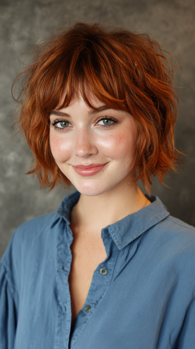 Chic Textured Wolfcut with Soft Bangs