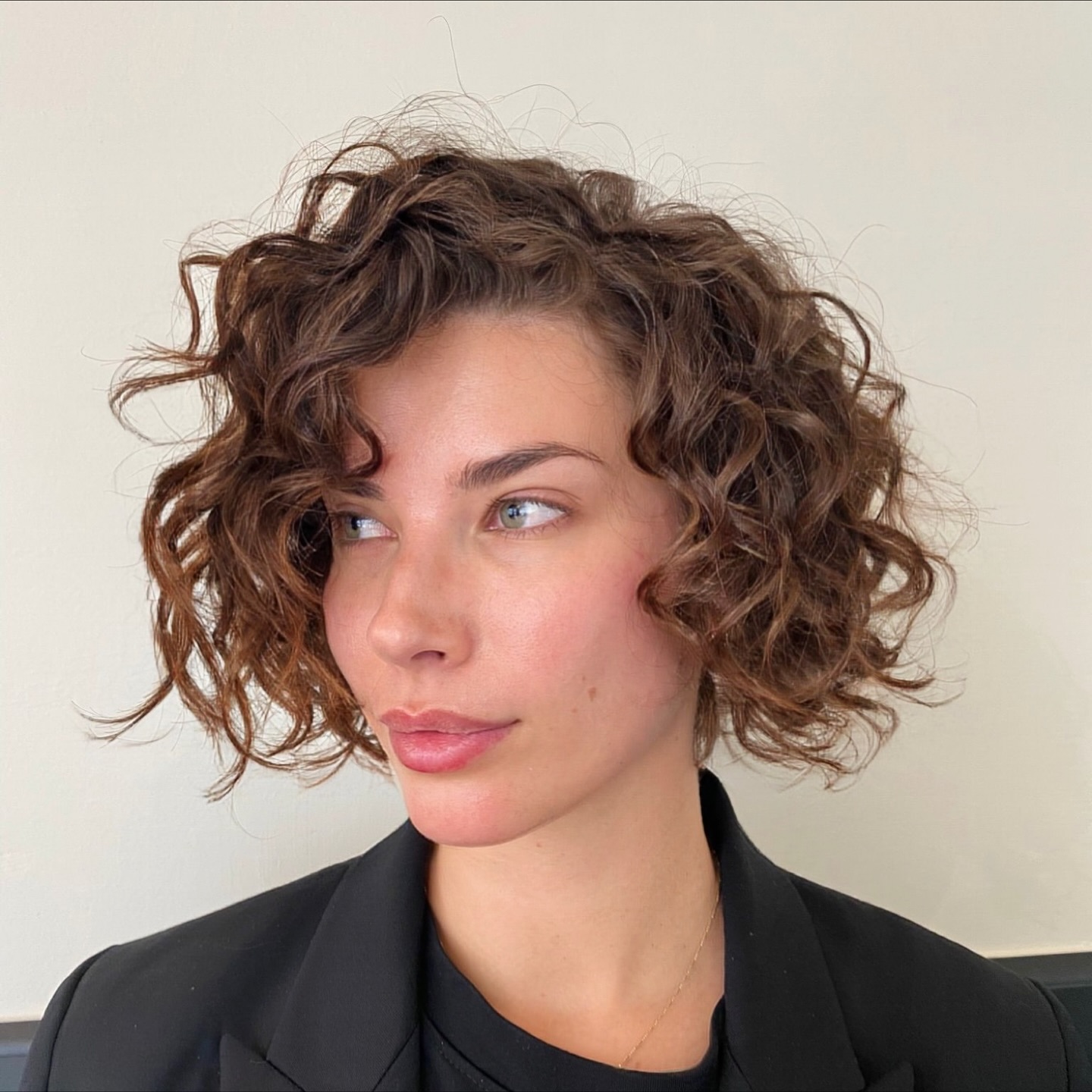 Textured Short Curly Bob with Soft Waves