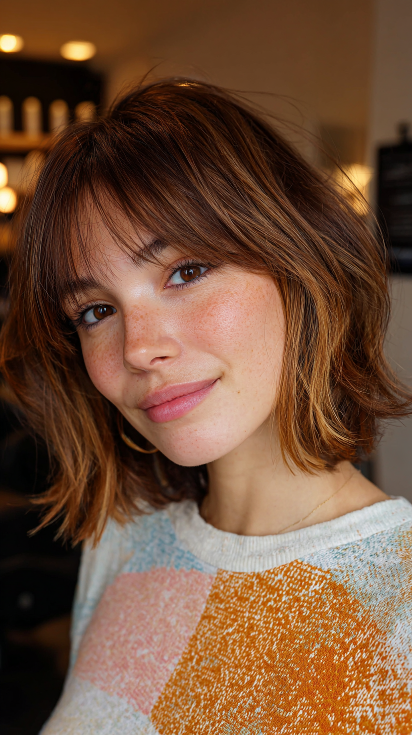 Chic Textured Bob with Soft Bangs