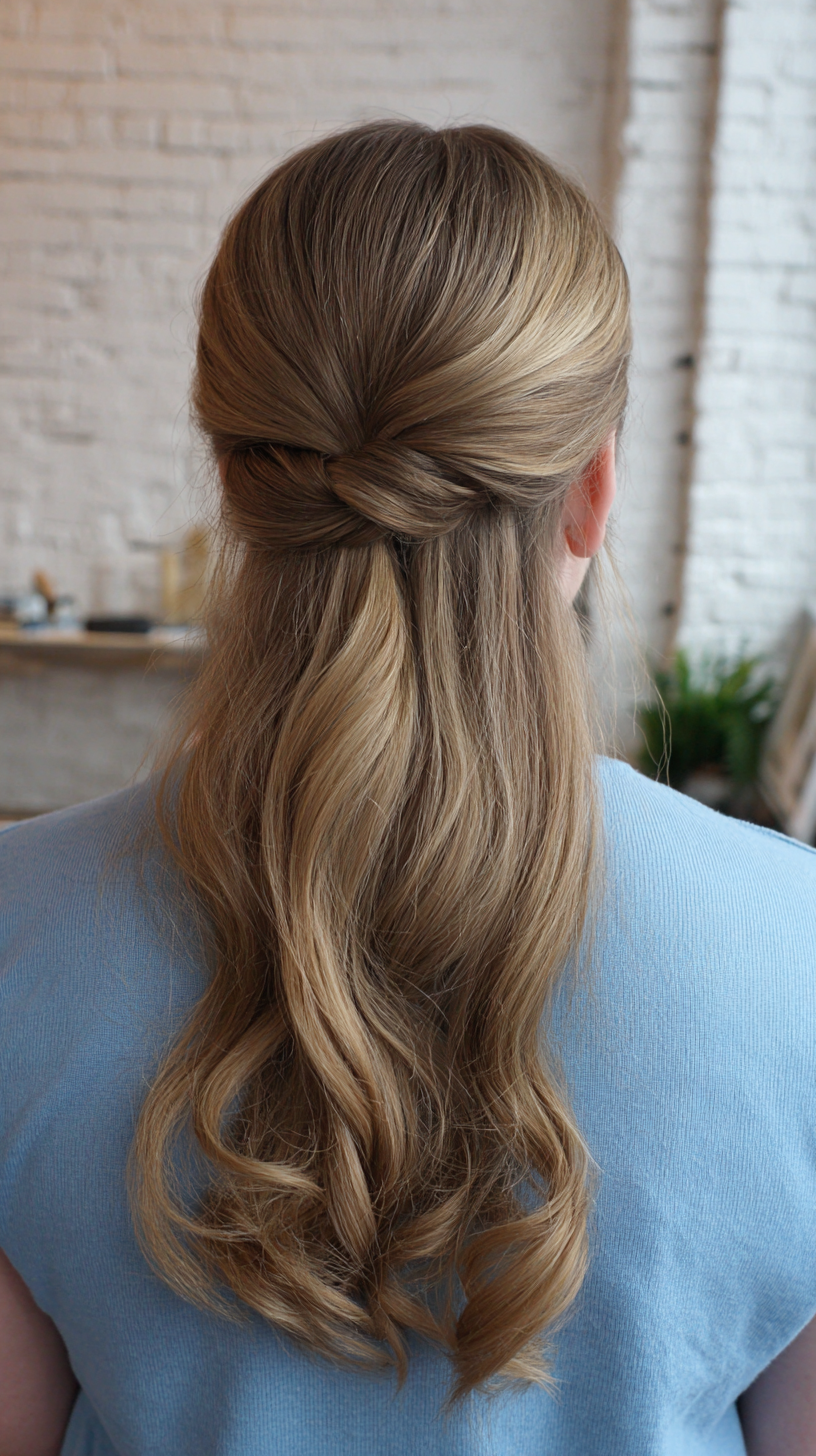 Elegant Ashy Dark Blonde Half-Up Style