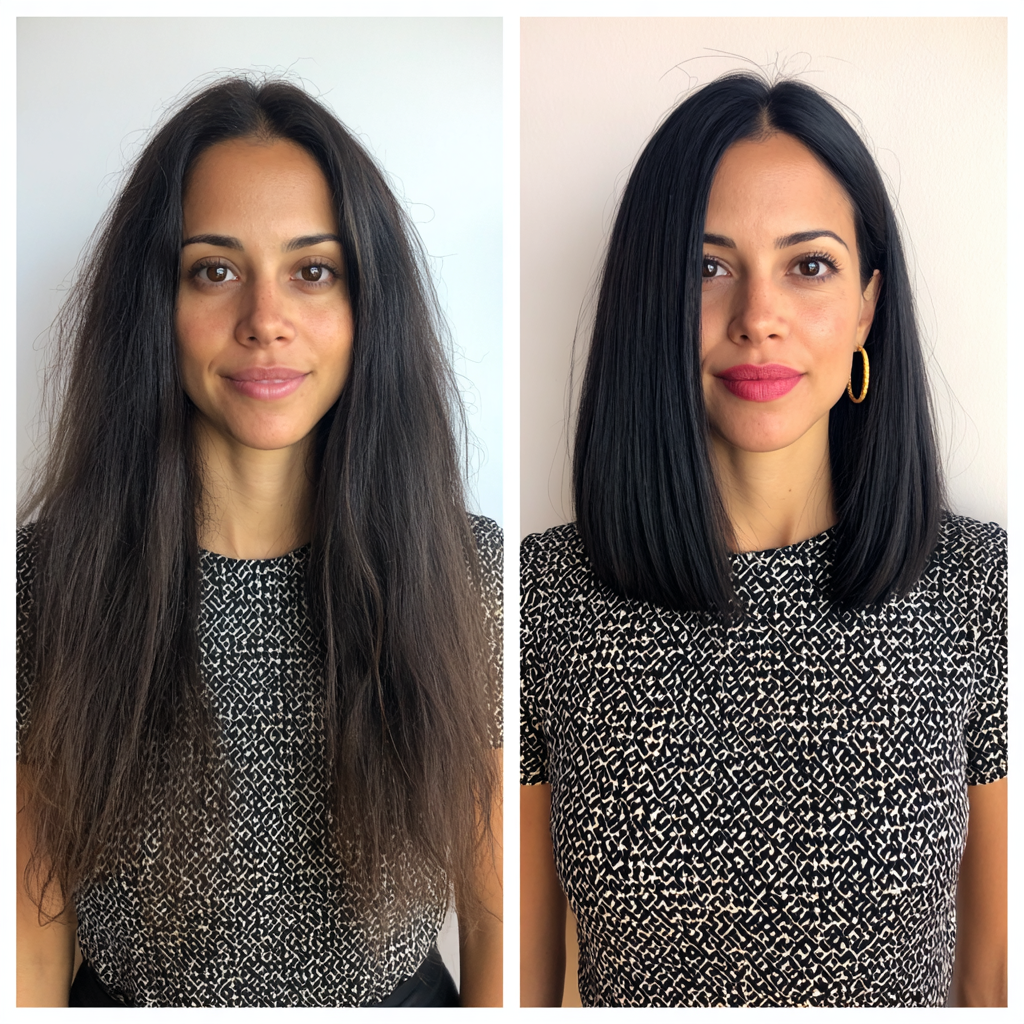 Sleek Blunt Lob with Smooth Finish