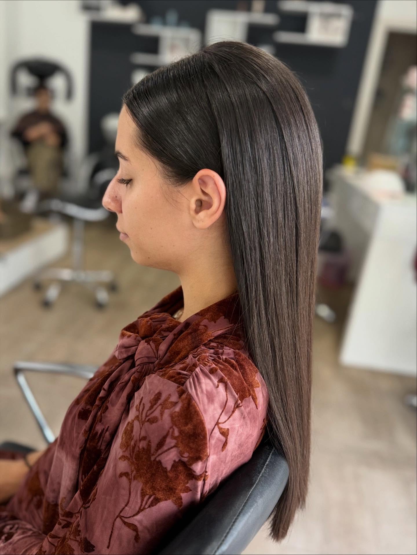 Sleek Long Straight Hair with Subtle Shine