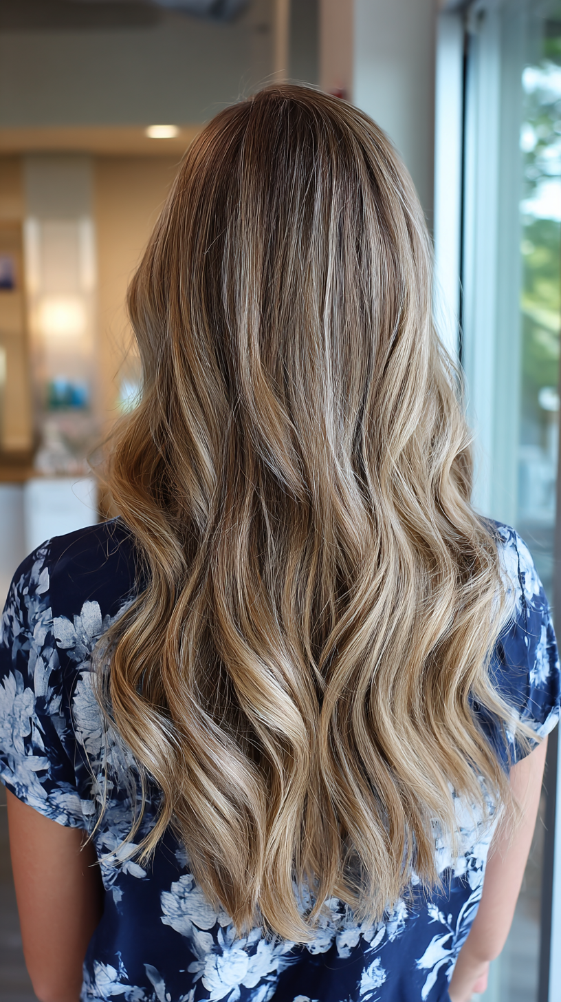 Soft Ashy Dark Blonde Layered Waves