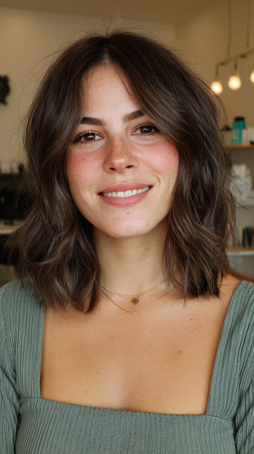 Stylish Textured Bob with Soft Curtain Bangs