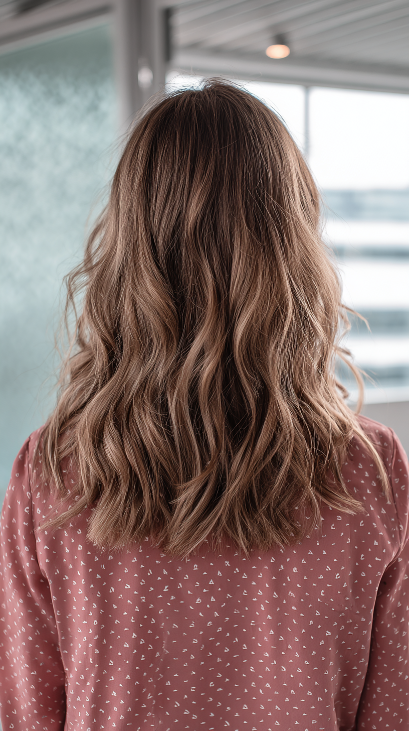 Textured Ashy Dark Blonde Mid-Length Waves