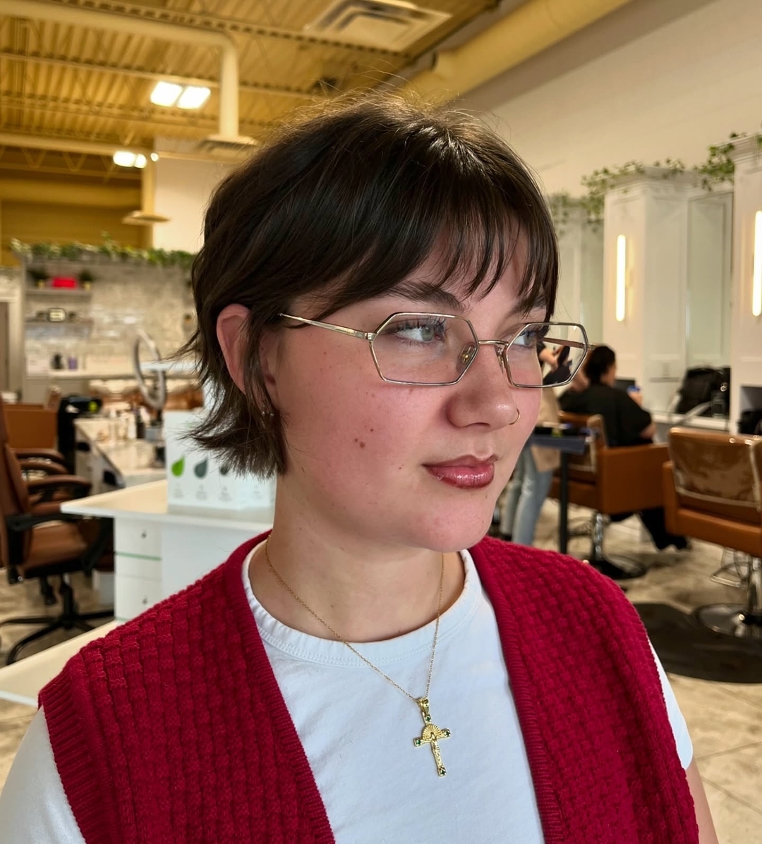 Chic Asymmetrical Choppy Bob with Soft Bangs