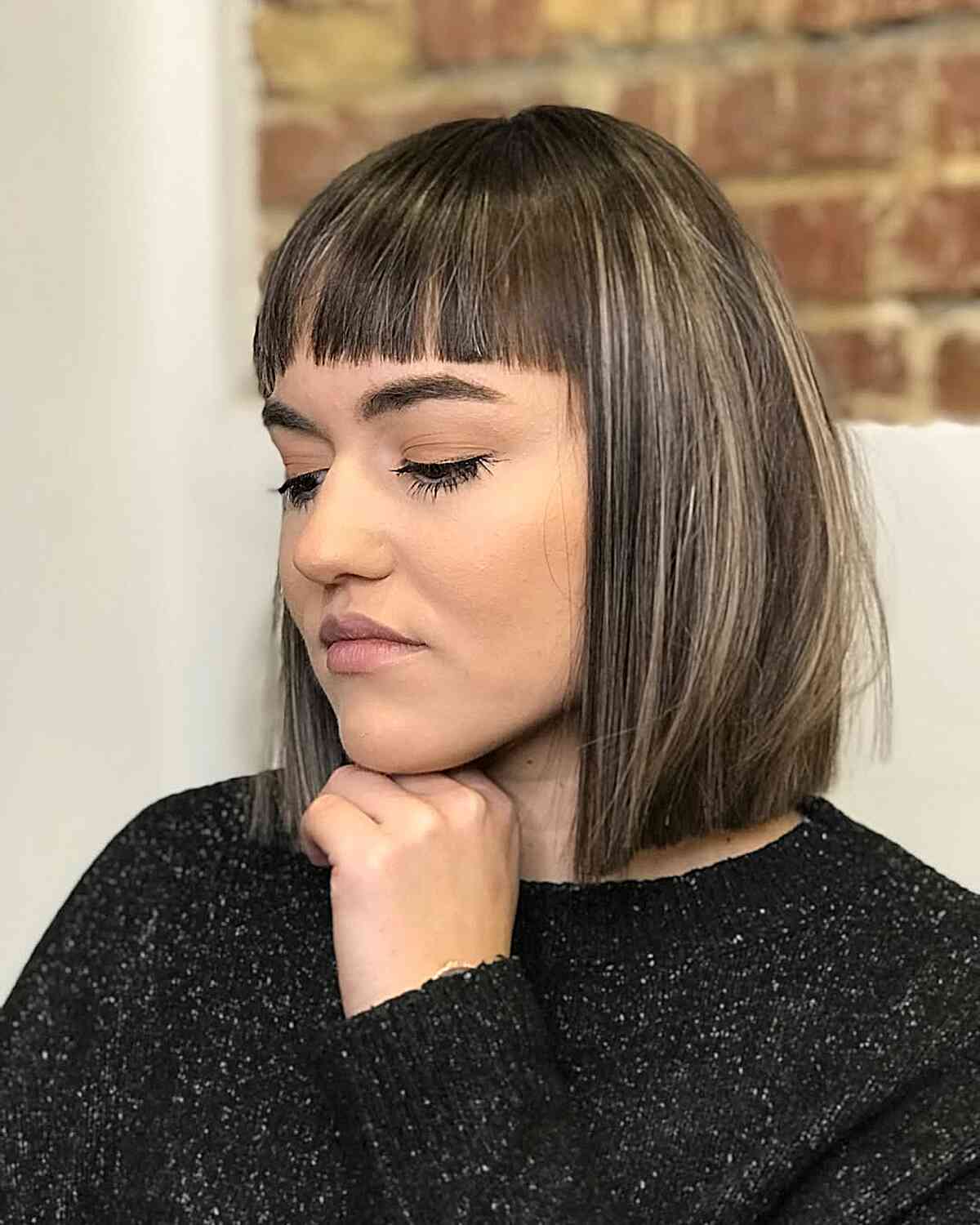 Chic Blunt Bob with Straight Across Bangs