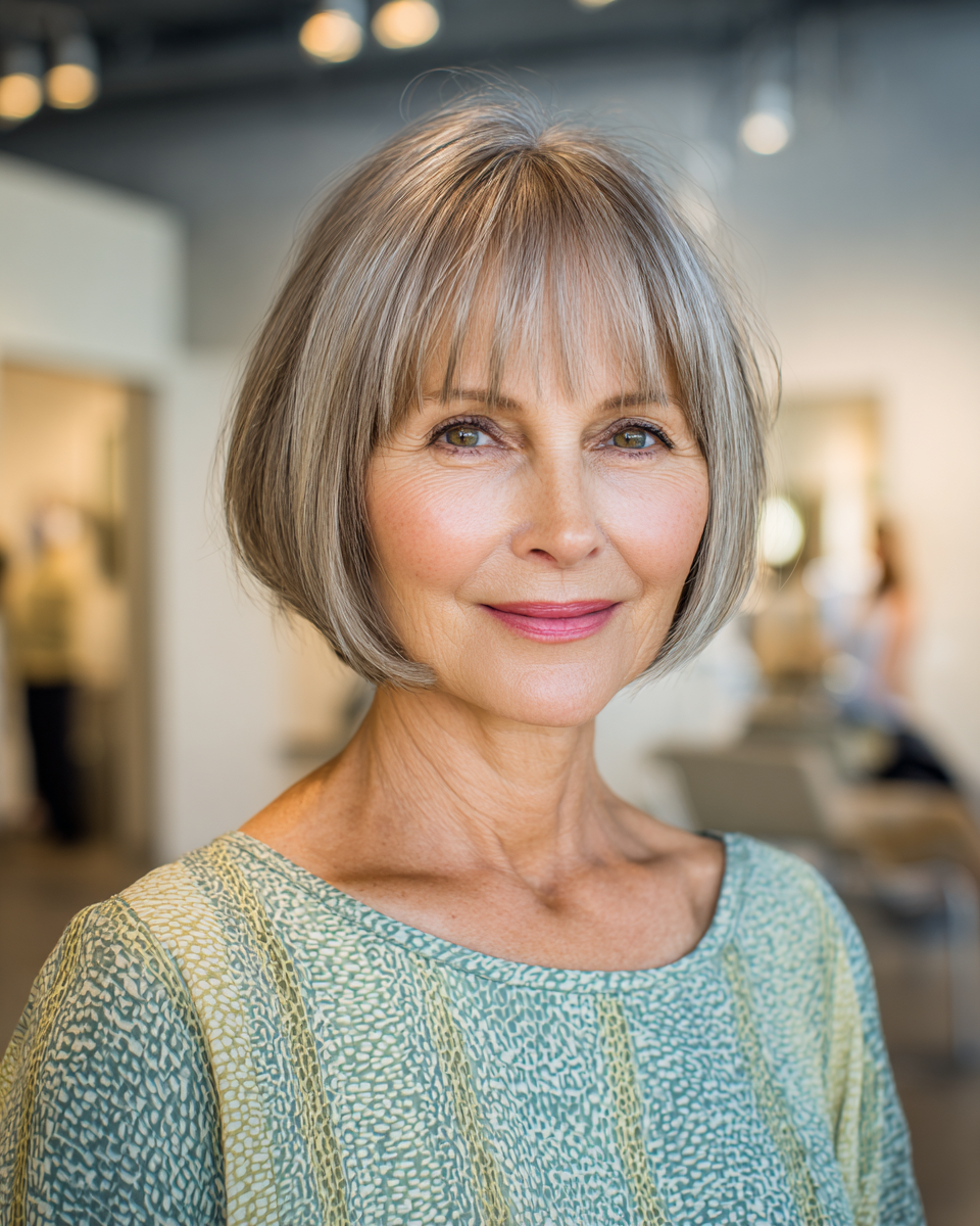 Chic Blunt Chin-Length Bob with Soft Bangs