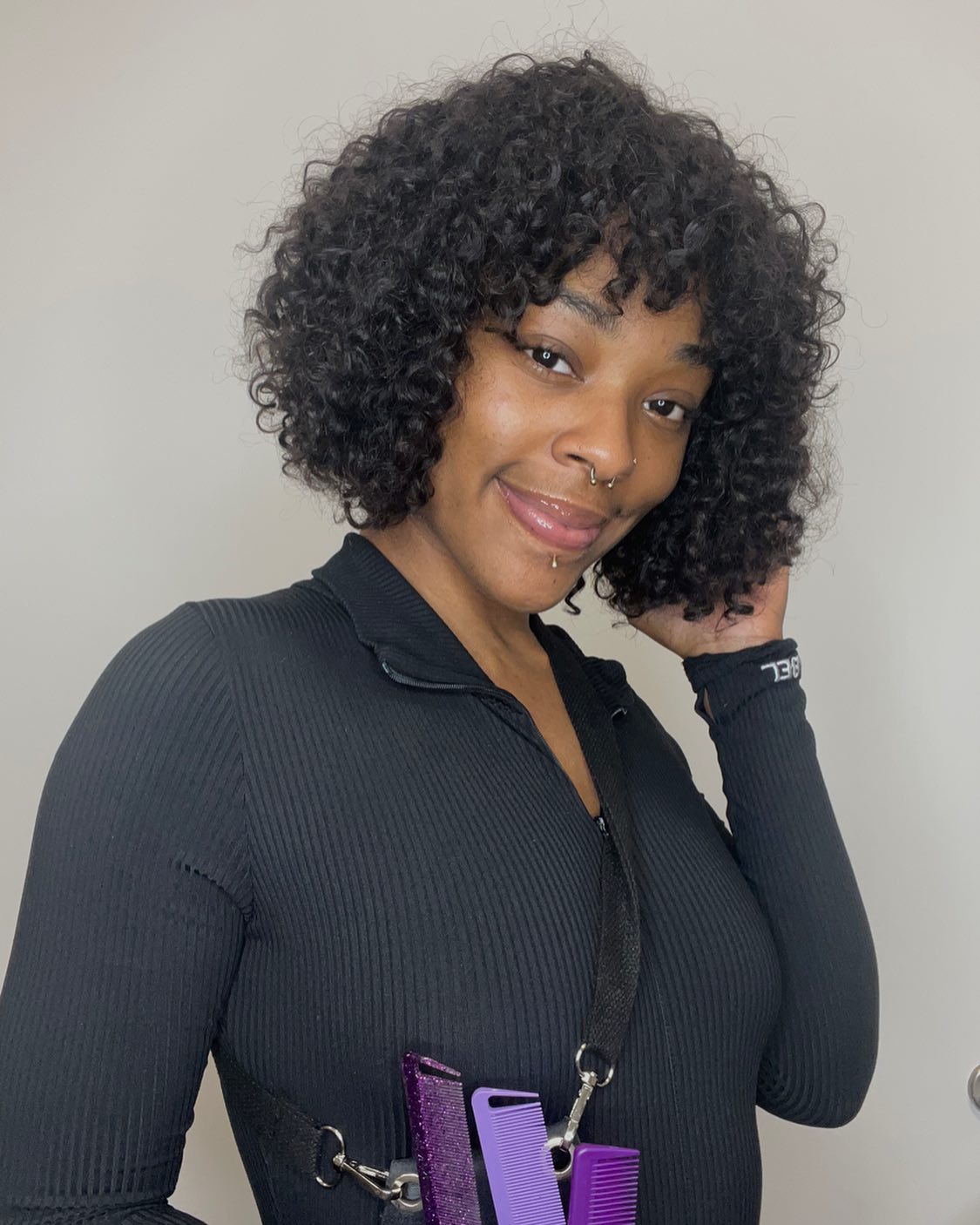 Chic Curly Bob with Soft Bangs