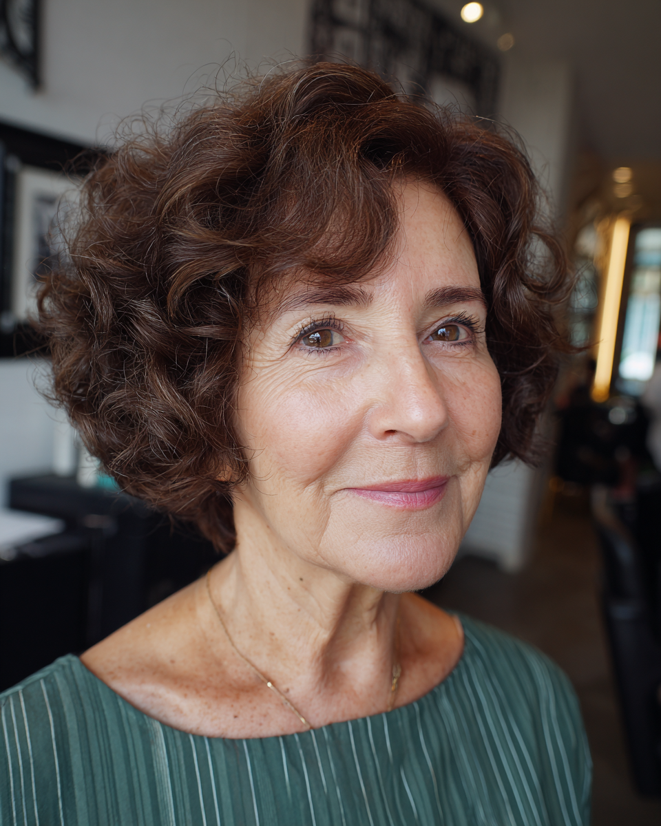 Chic Curly Chin-Length Bob with Defined Volume