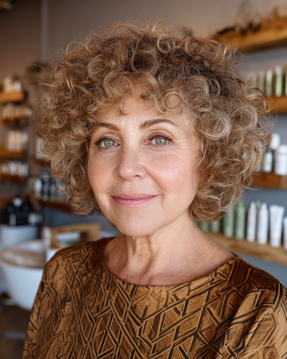 Chic Curly Chin-Length Bob with Soft Volume