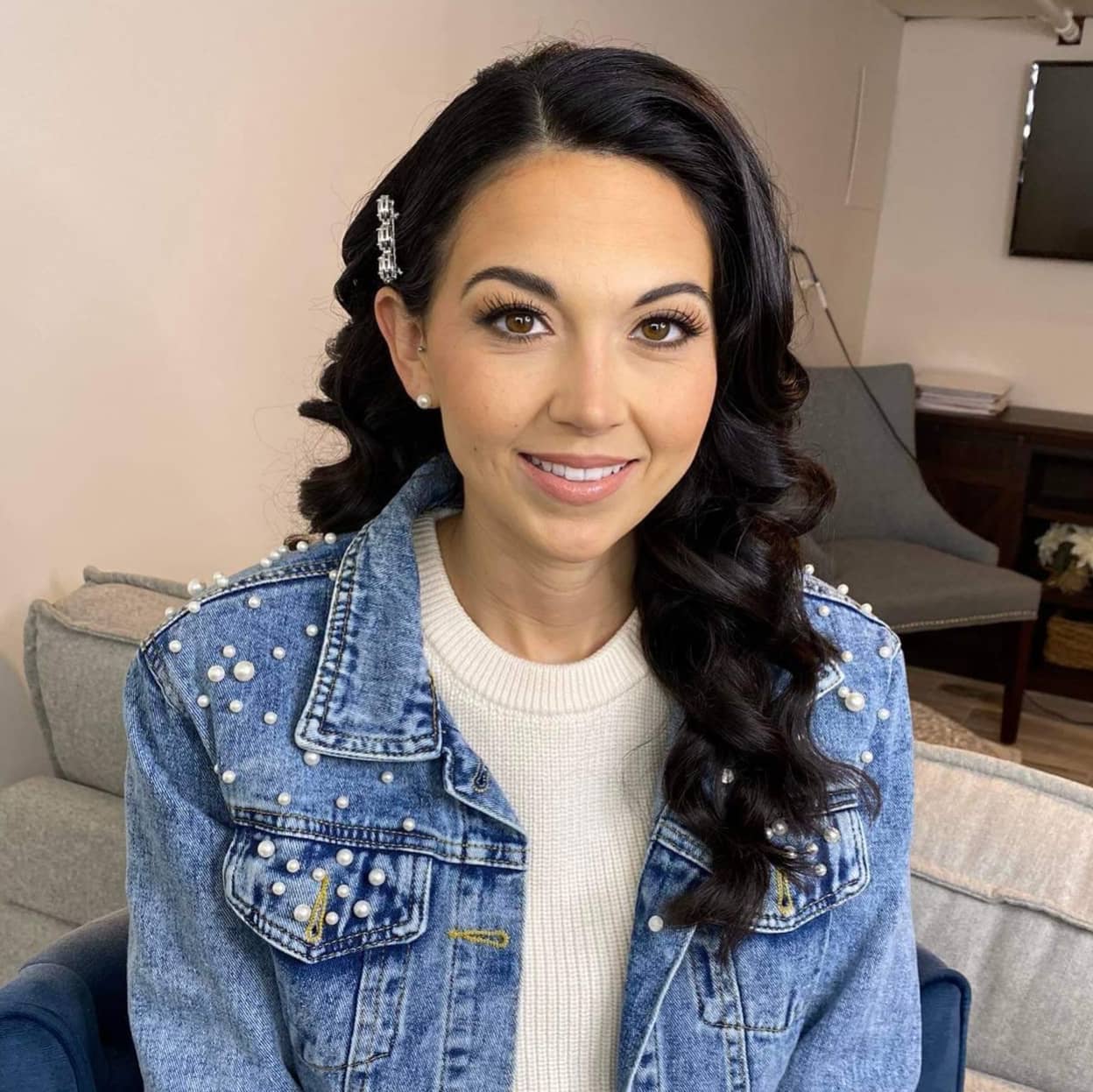 Chic Defined Curls with Side Clip Accents