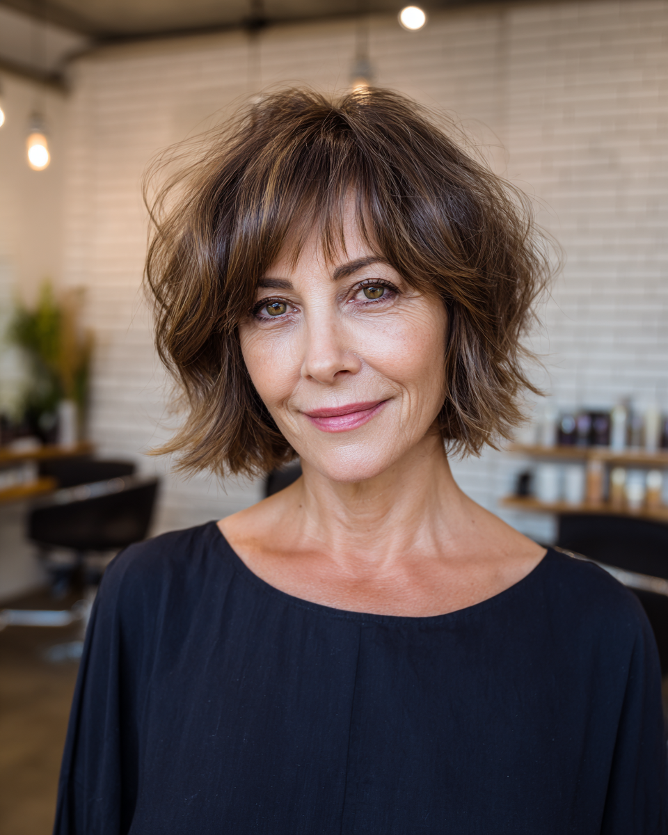 Chic Layered Chin-Length Bob with Soft Texture