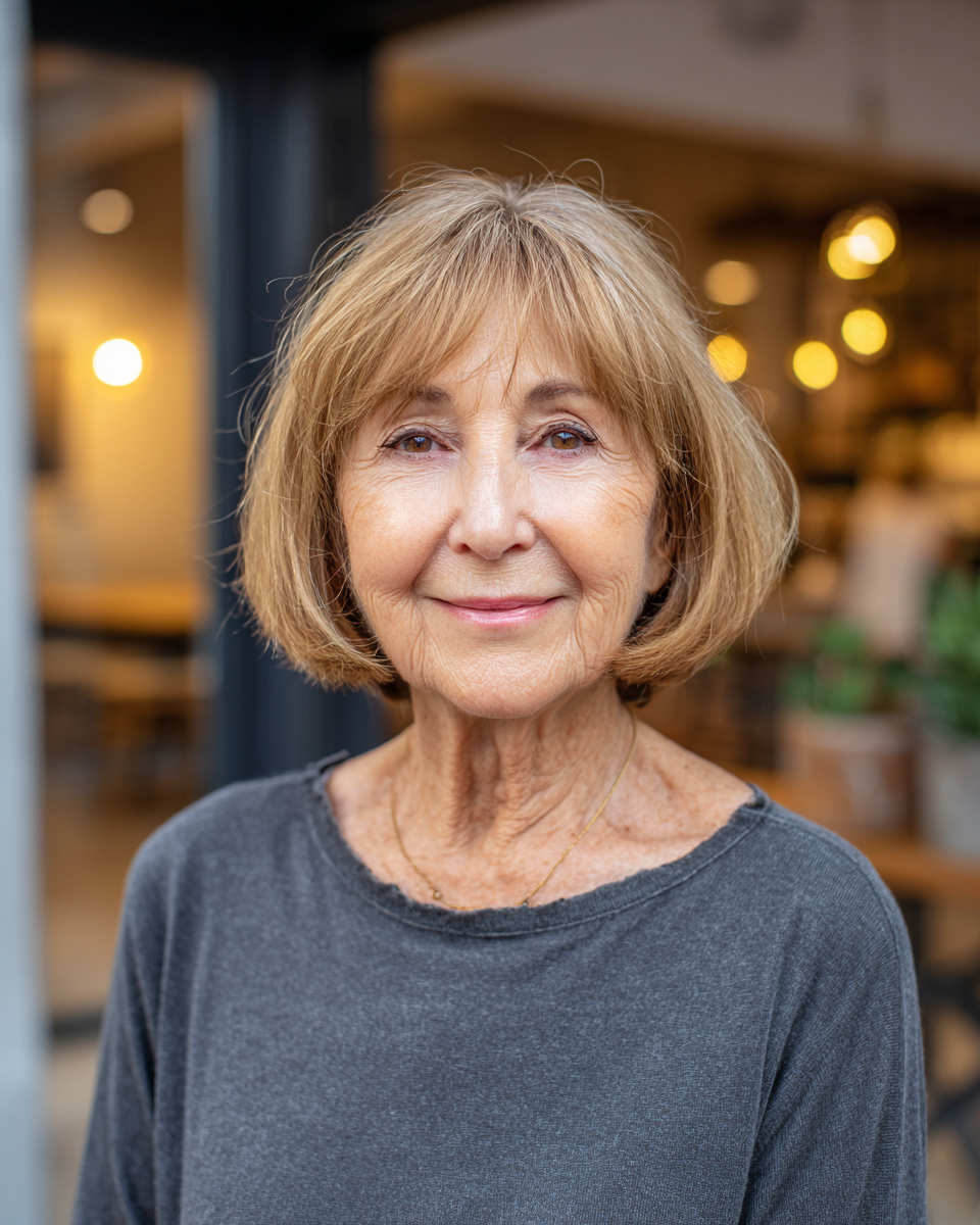 Chic Rounded Chin-Length Bob with Soft Layers