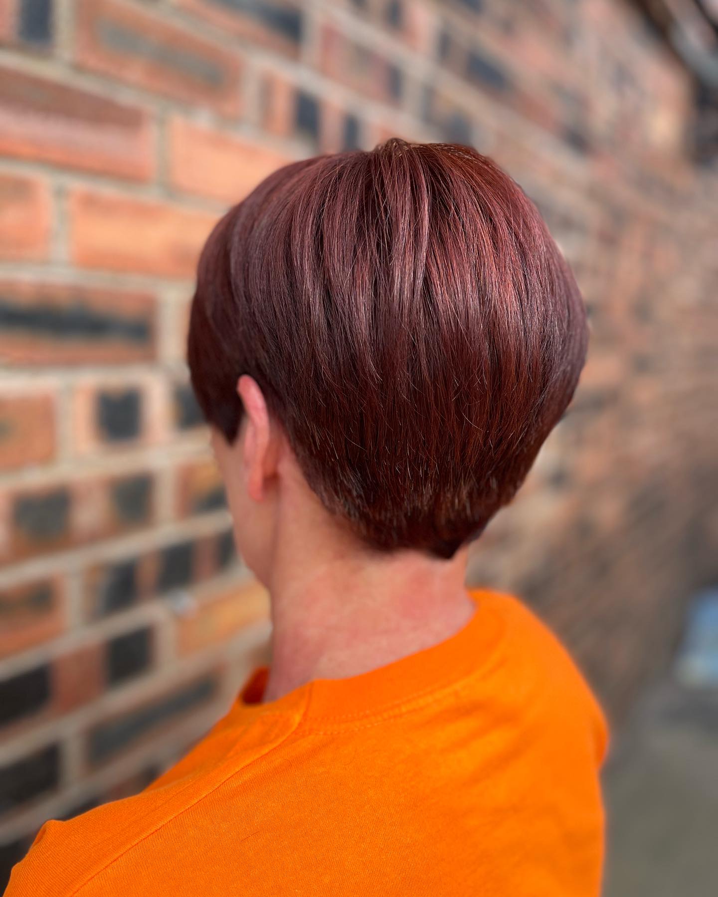 Chic Short Stacked Bob with Rich Copper Tones