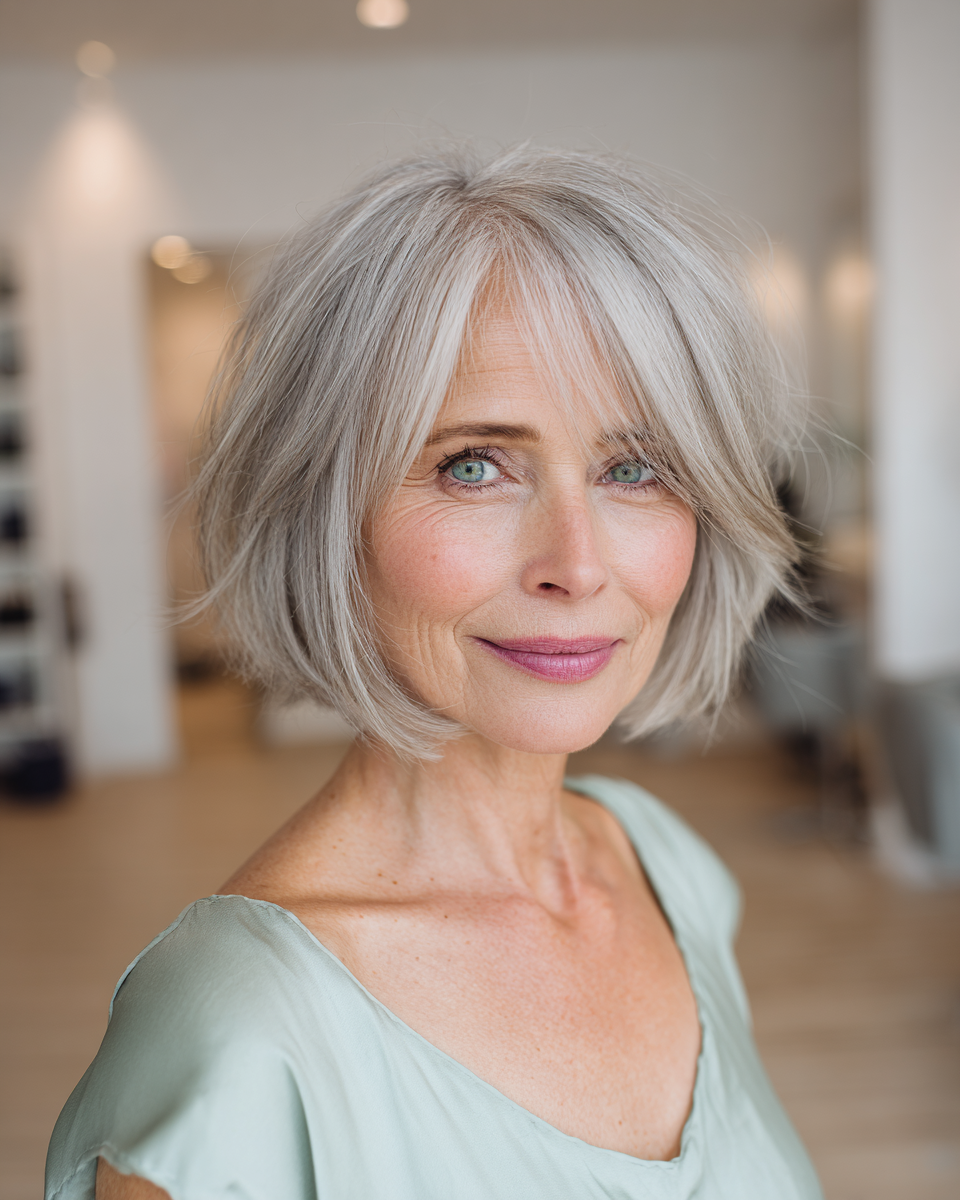 Chic Textured Chin-Length Bob with Soft Volume